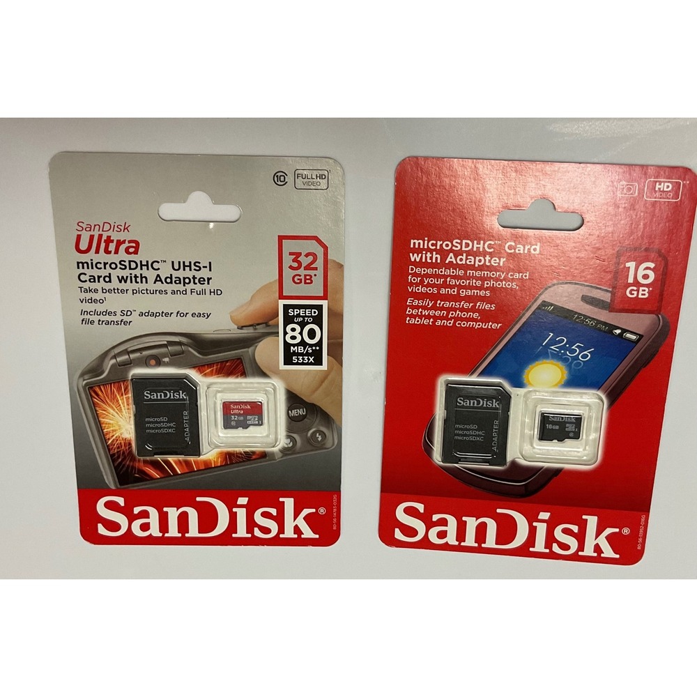SanDisk 32GB Ultra & 16GB microSDHC Memory Card Bundle with SD Adapters 2-Pack